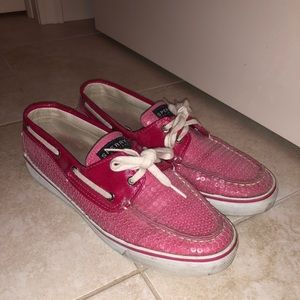 Pink sequenced speedy top-siders